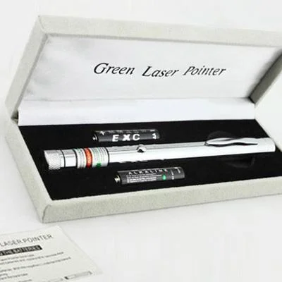 Silver Style 50mW Green Laser Pointer Pen with Caps