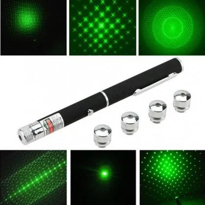 5mW Green Laser Pointer Pen with Pattern Caps