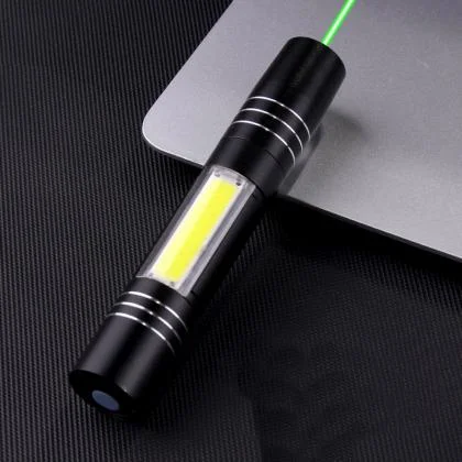 Small and Rechargeable USB Green Laser Pointer with Flashlight