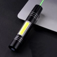 Small and Rechargeable USB Green Laser Pointer with Flashlight