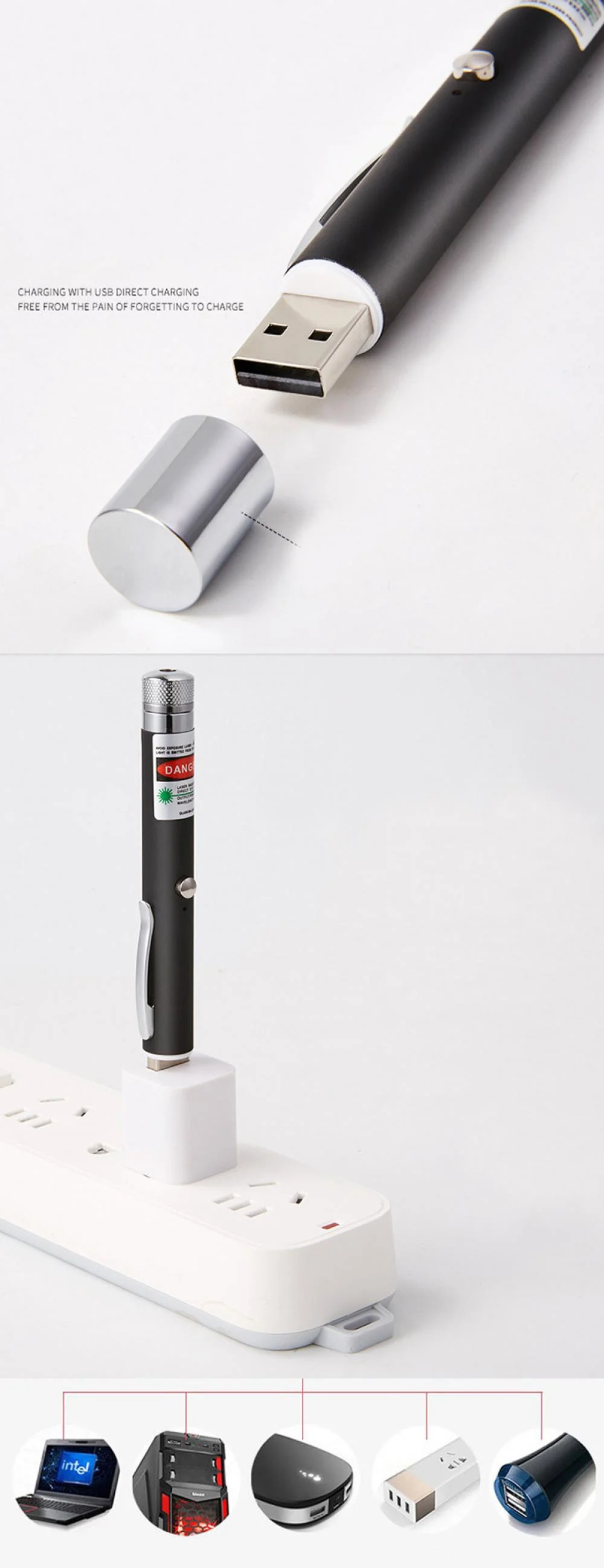 USB Green Laser Pointer 100mW