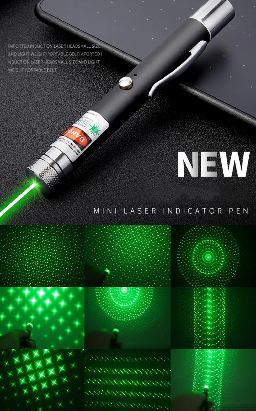 Green Laser Pointer with 5 Caps