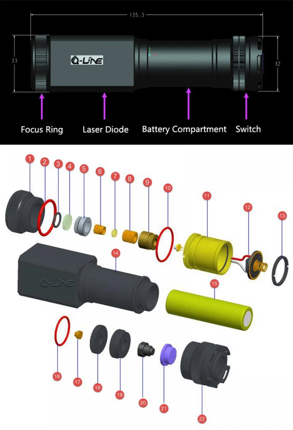 2000mW Red Laser Pointer