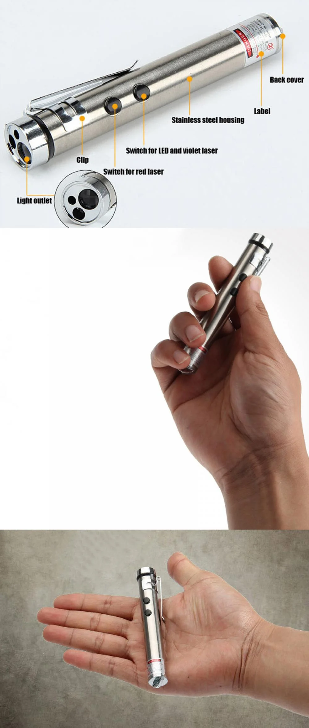 Cheap Red Laser Pen with LED