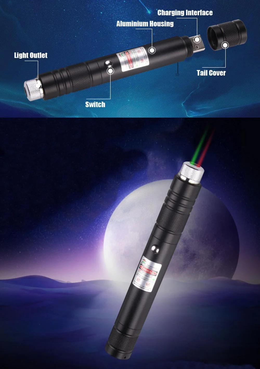 USB Dual-Color Laser Pointer
