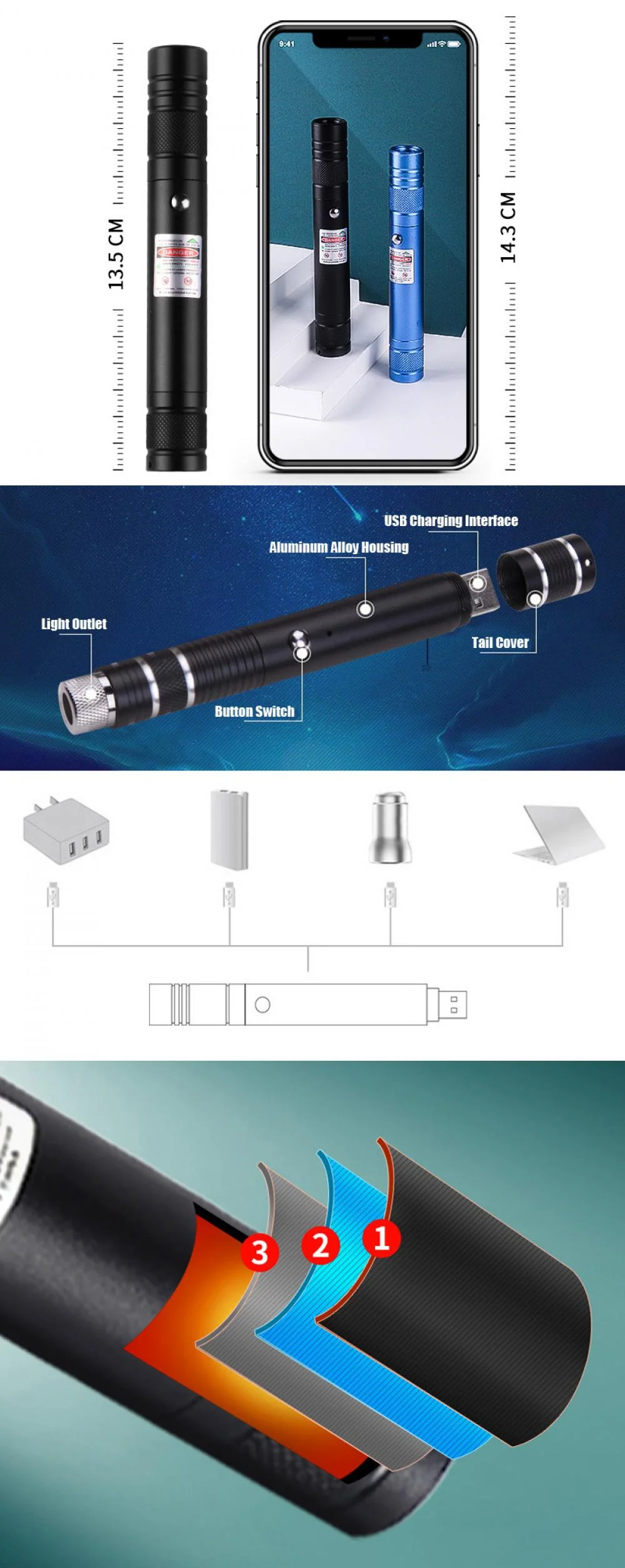 Rechargeable USB Laser Pointer