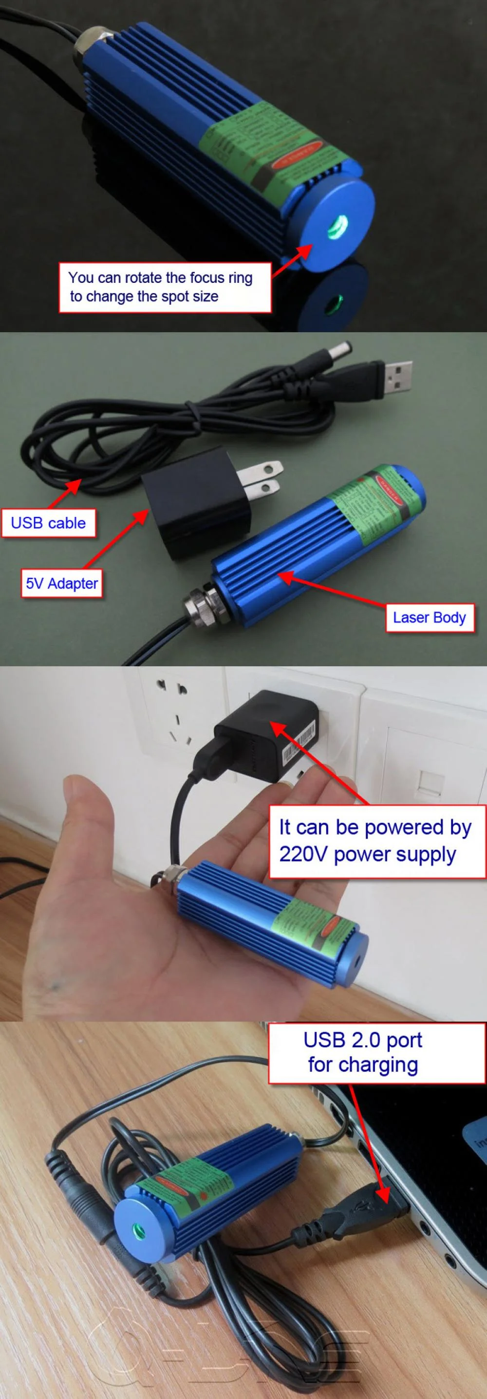 Focusable Green Laser Module