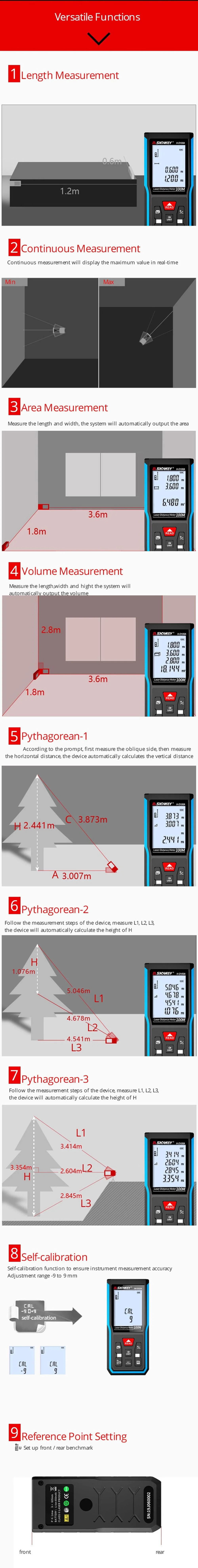 Laser Distance Meter 50m / 70m / 100m / 120m