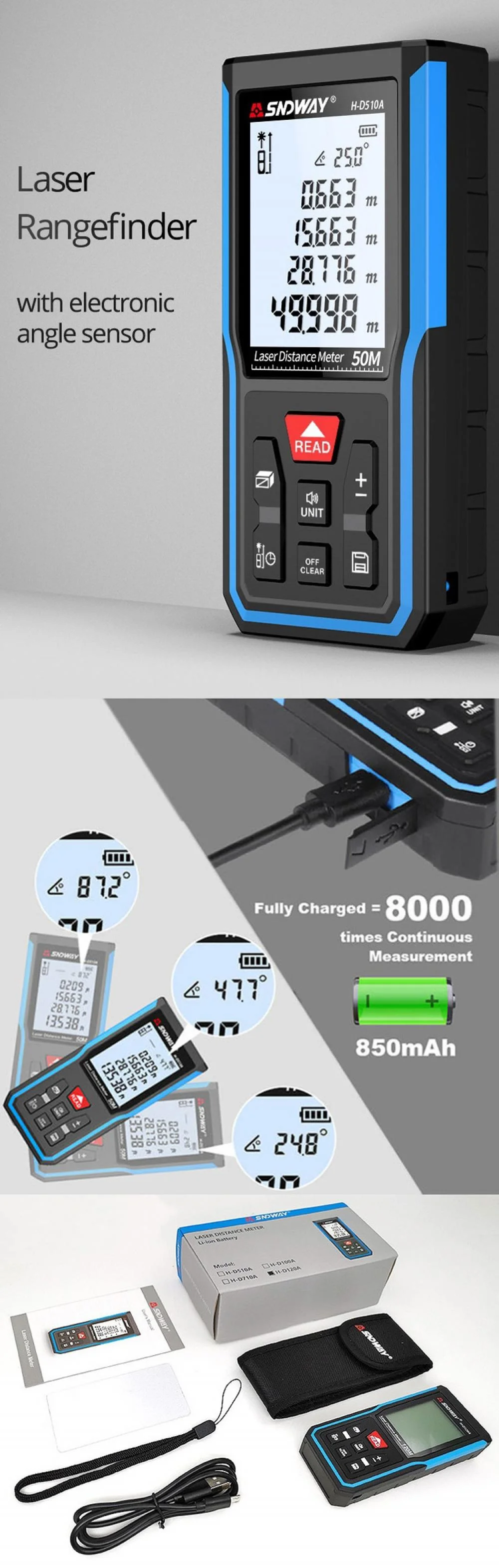 Cheap and Rechargeable Laser Distance Meter