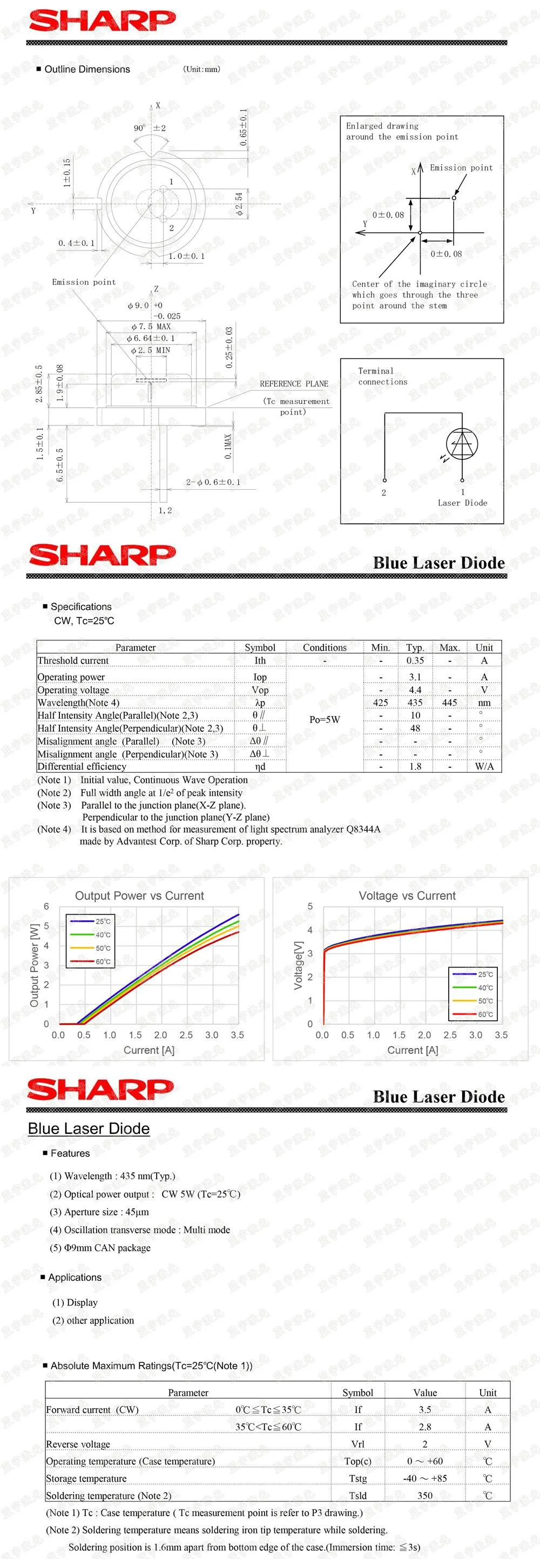 Blue Laser Diode 450nm 5W