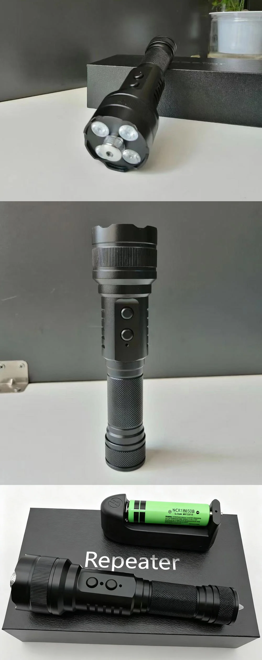 Handheld LED Flashlight with Laser