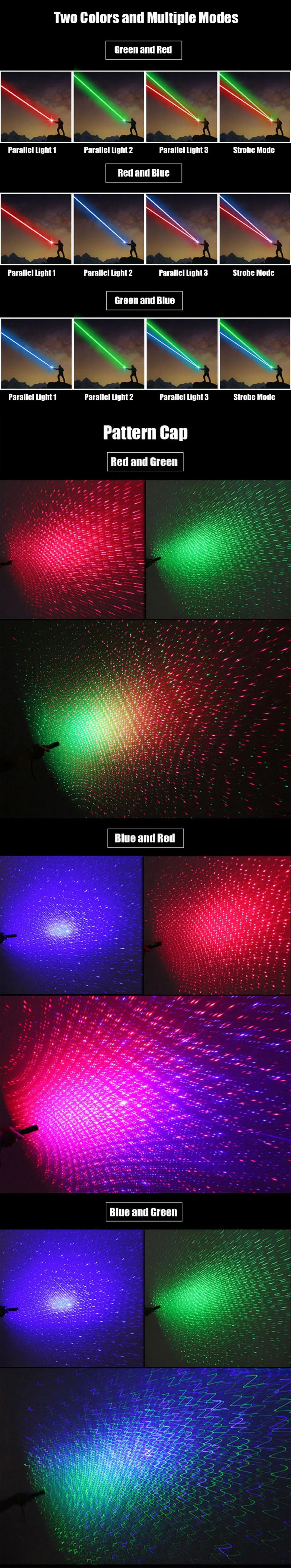 Dual-Color Laser Pointer Green/Red/Blue