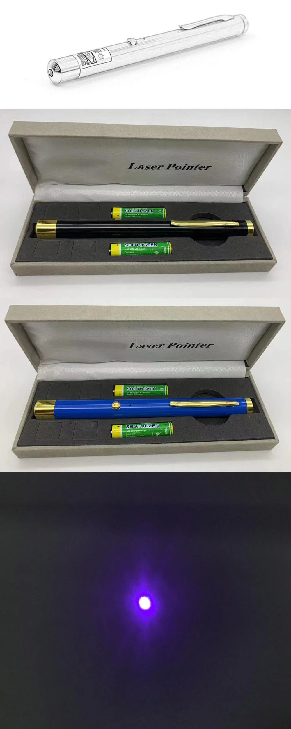 Violet Laser Pen with Batteries