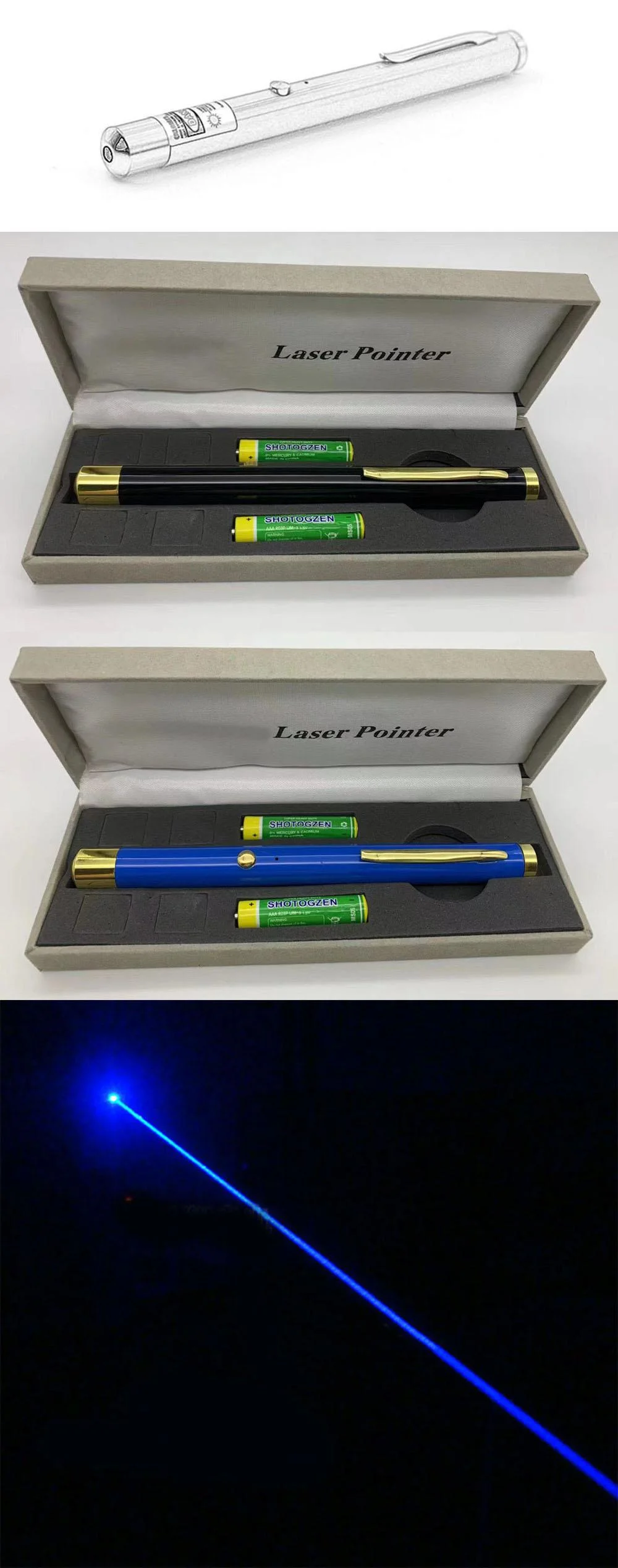 Blue Laser Pen with Batteries