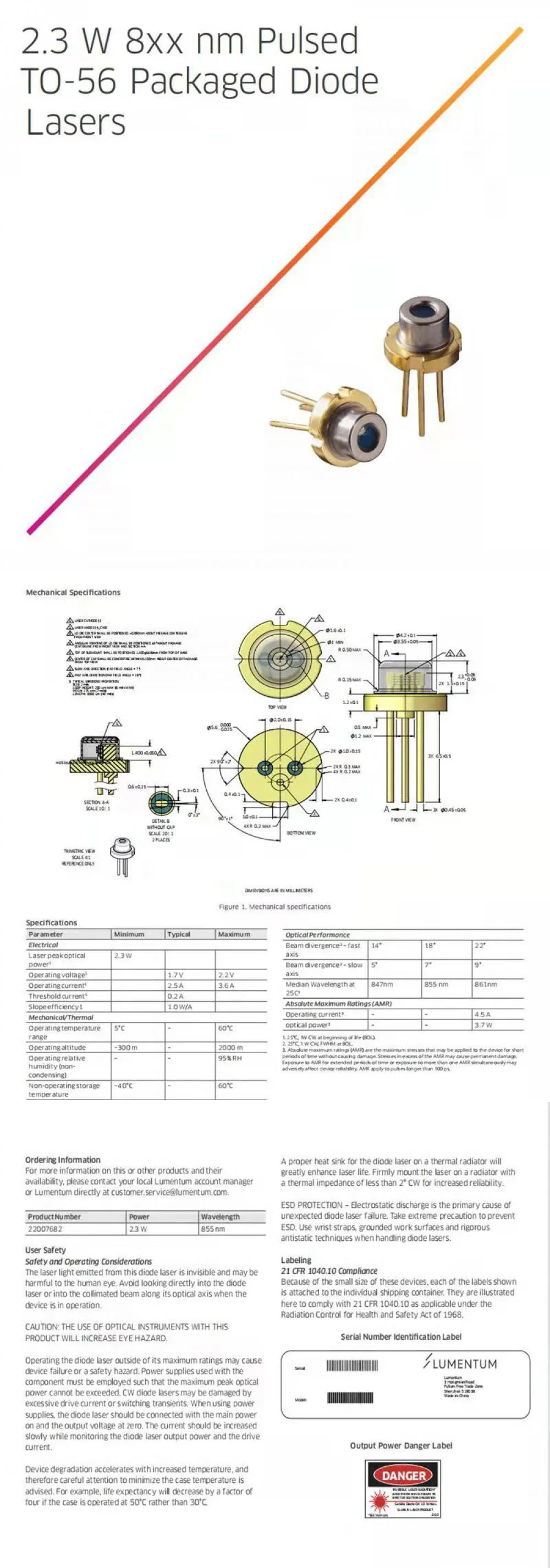 850nm 2.3W Pulsed Laser Diode