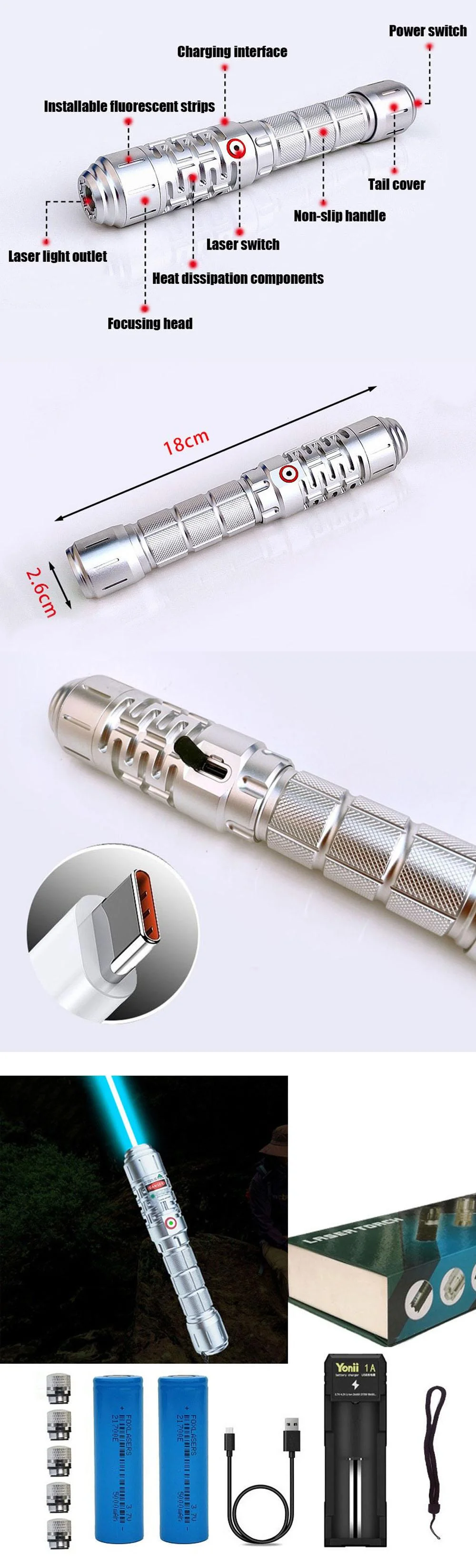 Focusable 488nm Laser Pointer