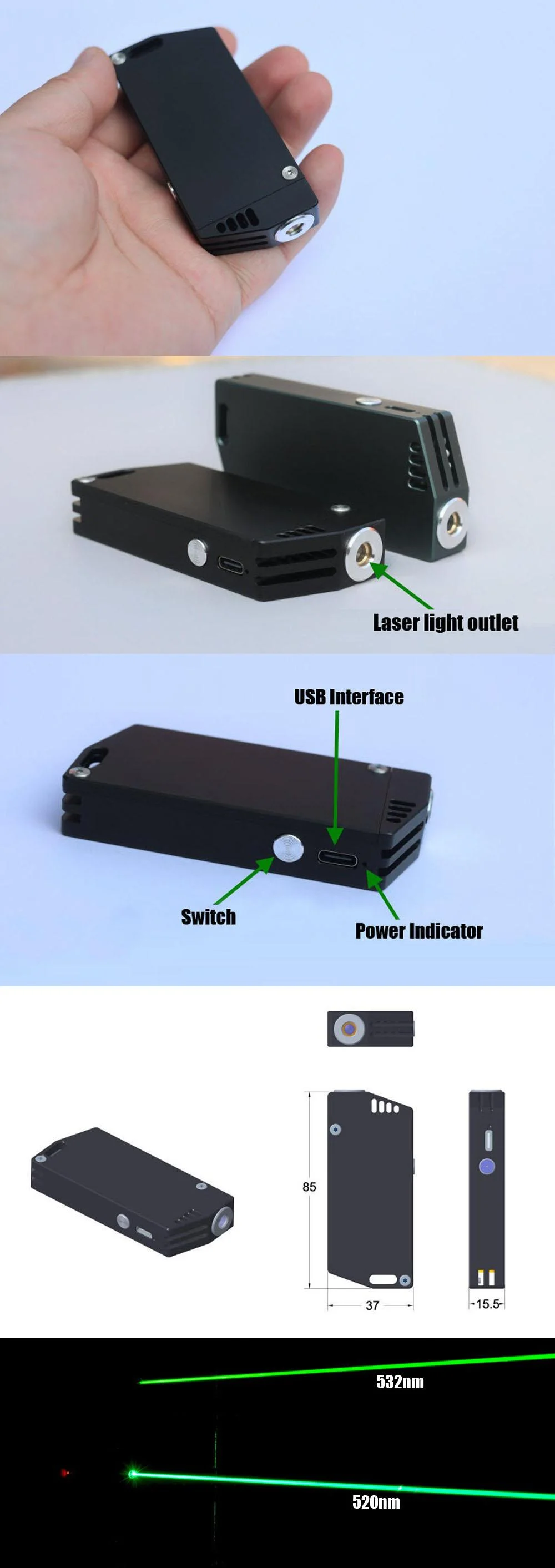 Green Laser Pointer 500mW / 700mW 520nm