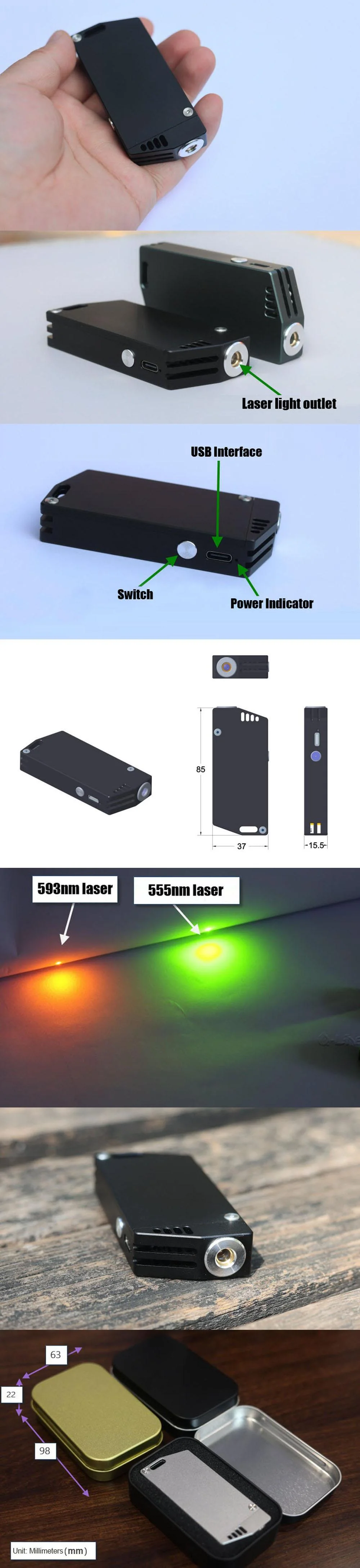 Yellow-Green Laser Pointer 555 nm 50mW