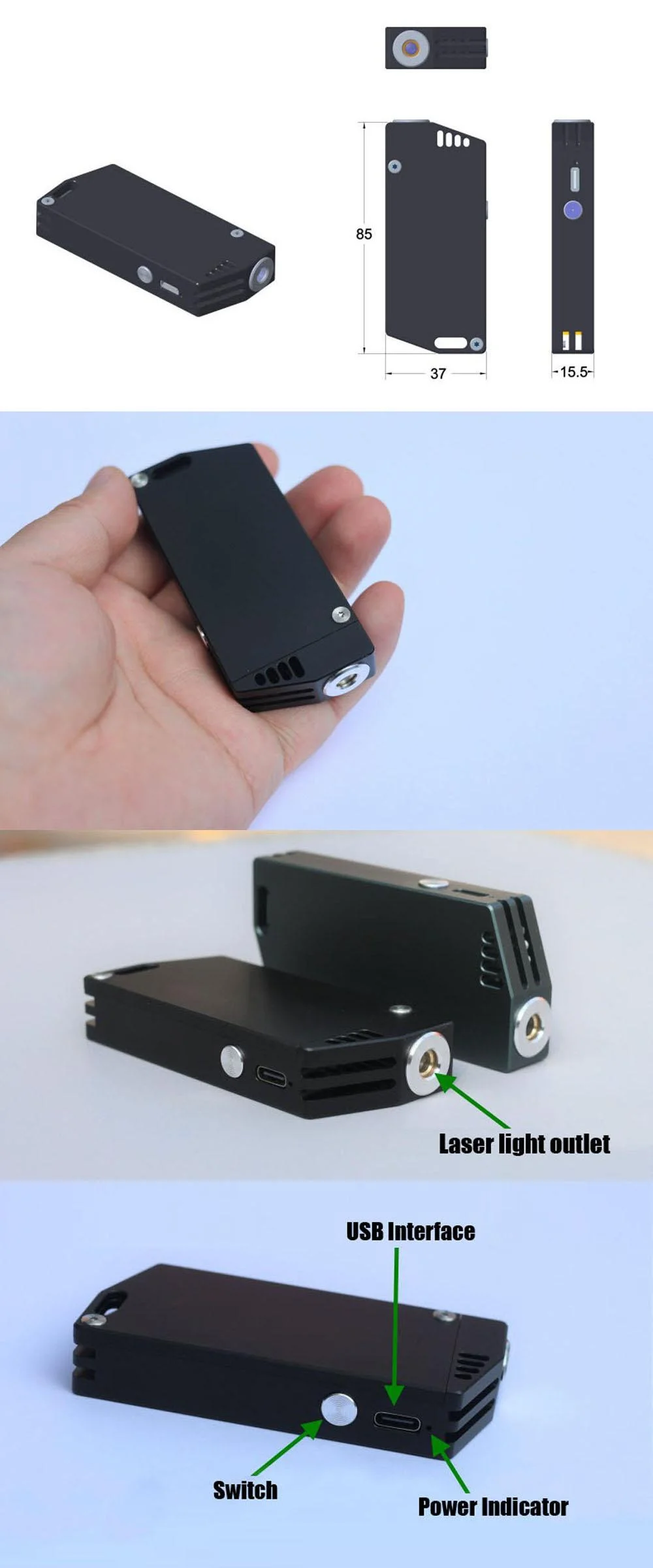 Yellow Laser Pointer 593 nm 10mW