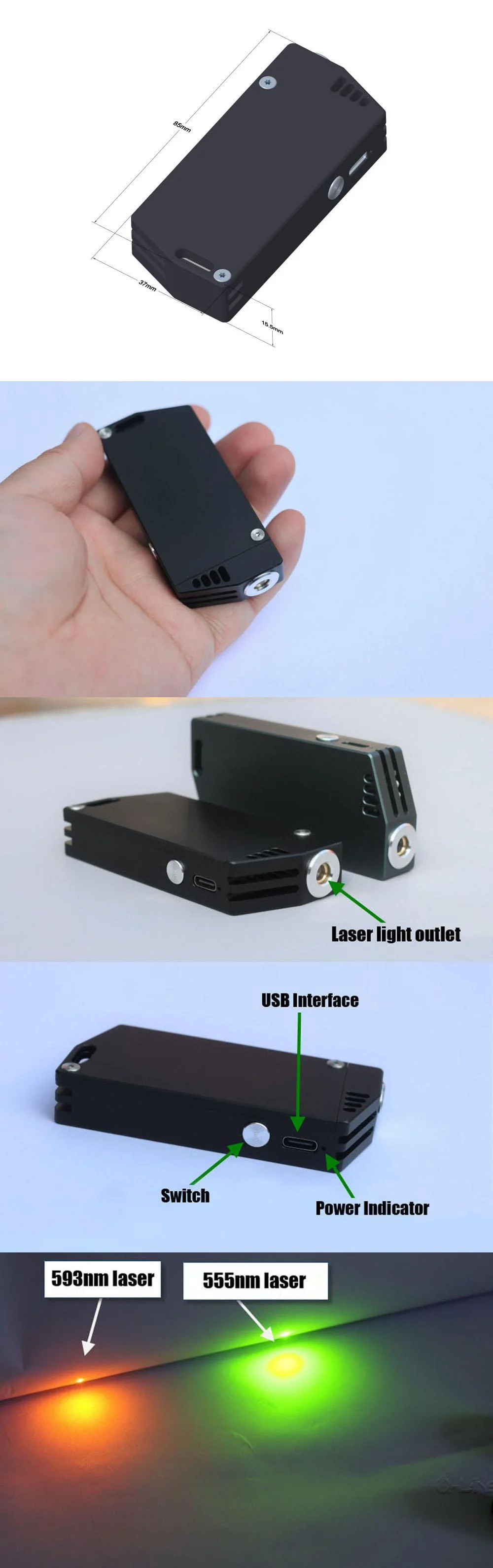 Yellow Laser Pointer 590 nm 50mW