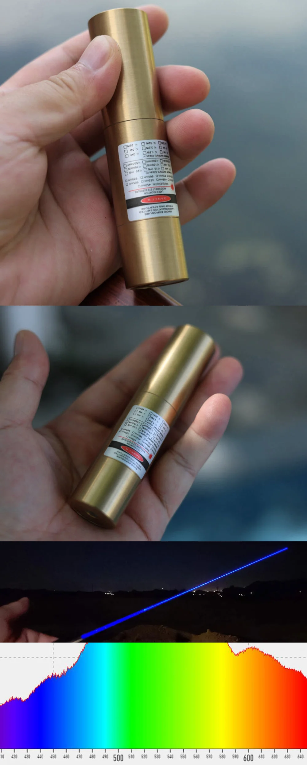 Powerful Brass Blue Laser Pointer