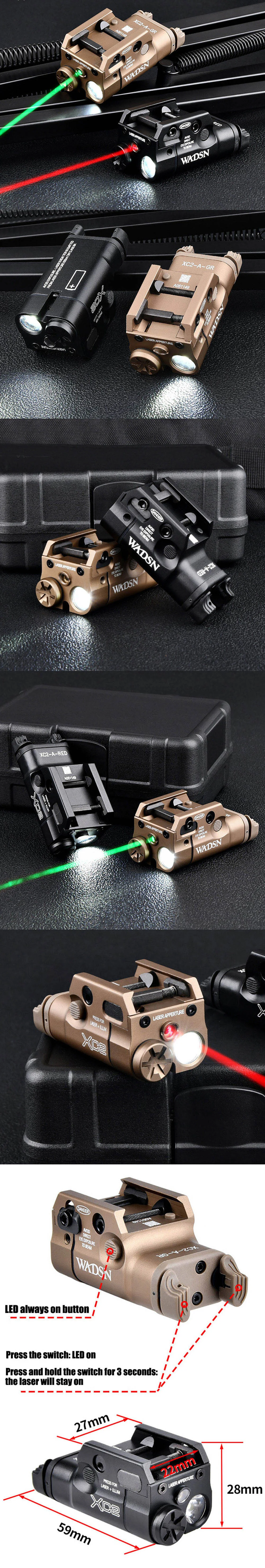 Green/Red Laser Flashlight for Pistol